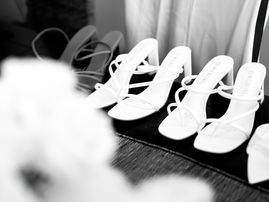 Black and White Wedding Photography of bridesmaid's shoes