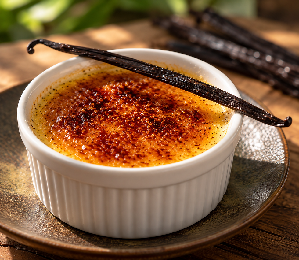 Crème brûlée made with vanilla from Hacienda Las Vainillas