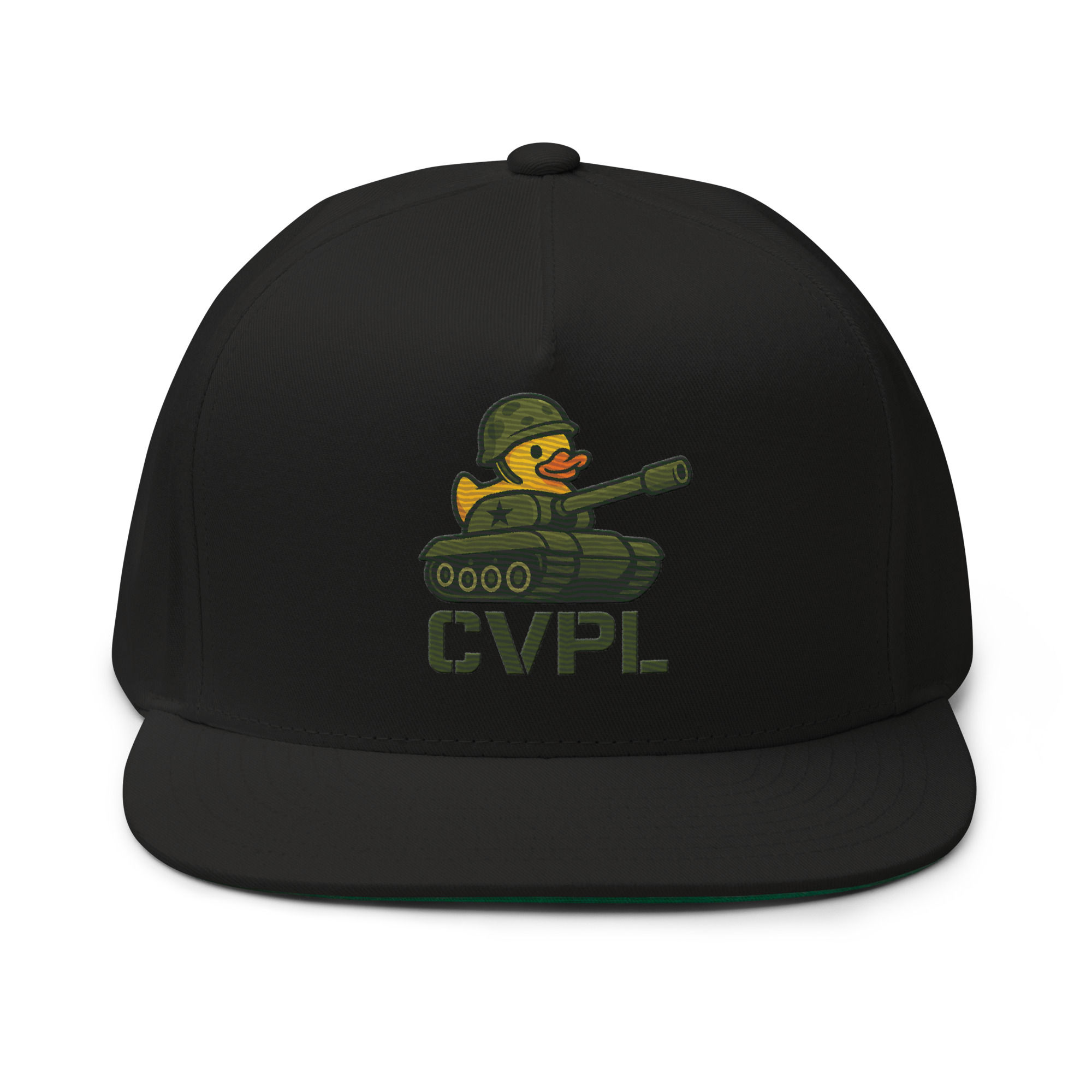 Embroidered Tank Duck Flat Bill Cap