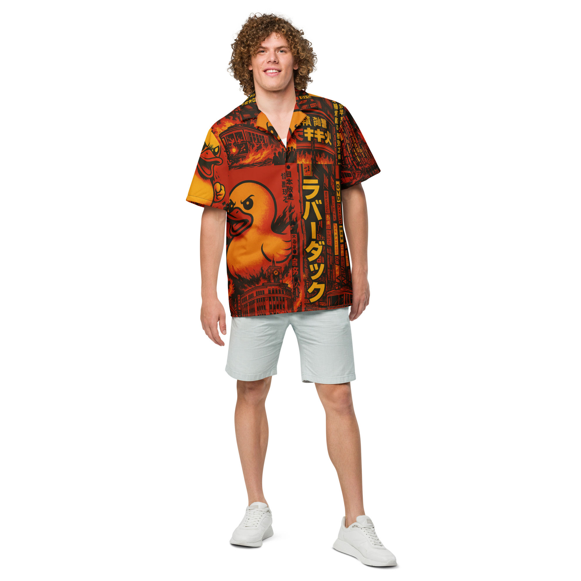 Mad-Duck 怒ったアヒル Unisex Button Shirt