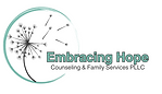 Embracing Hope Counseling logo with a dandelion inside of a brushed art circle