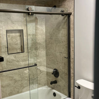 shower niche, tile shower, install shower door, vanity installation, shower door installation, bathroom renovation, handyman, home improvement,
