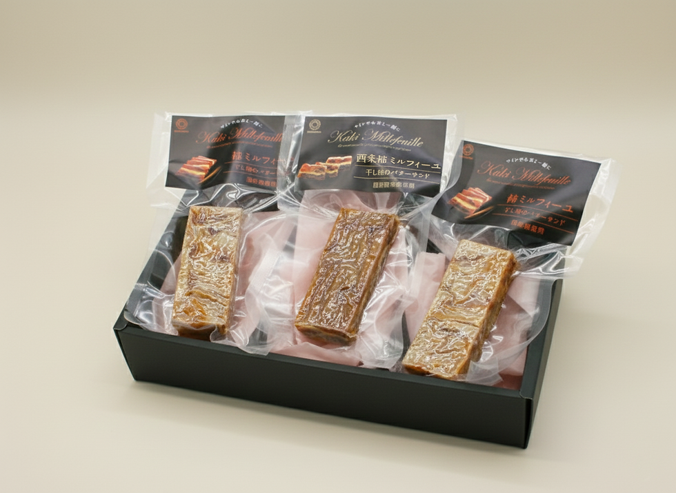 西条柿ミルフィーユ&柿ミルフィーユギフトセット(3本入)|干し柿とバターの和スウィーツ