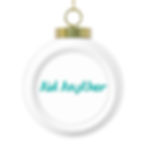 White Christmas ornament with teal logo