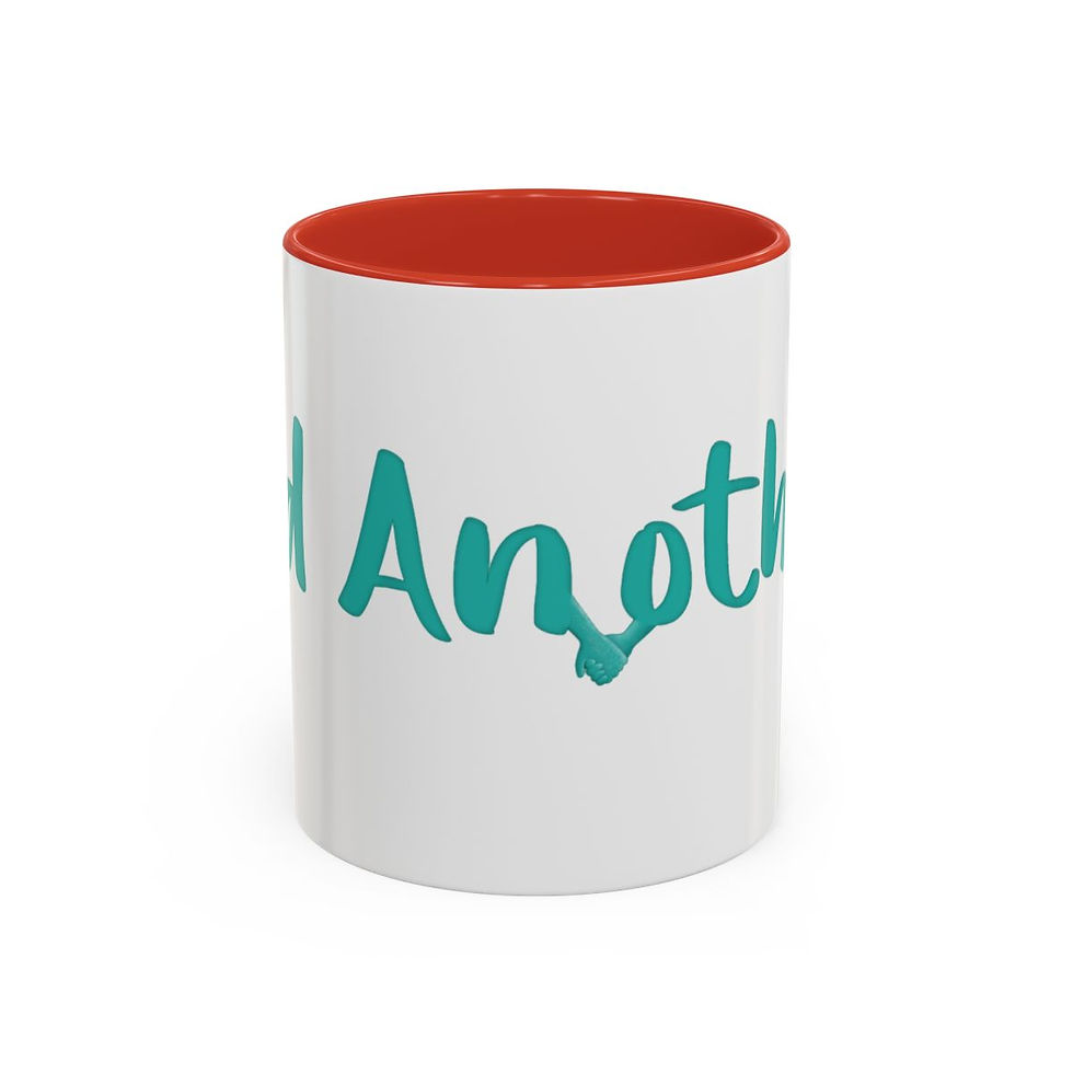 White mug with teal logo