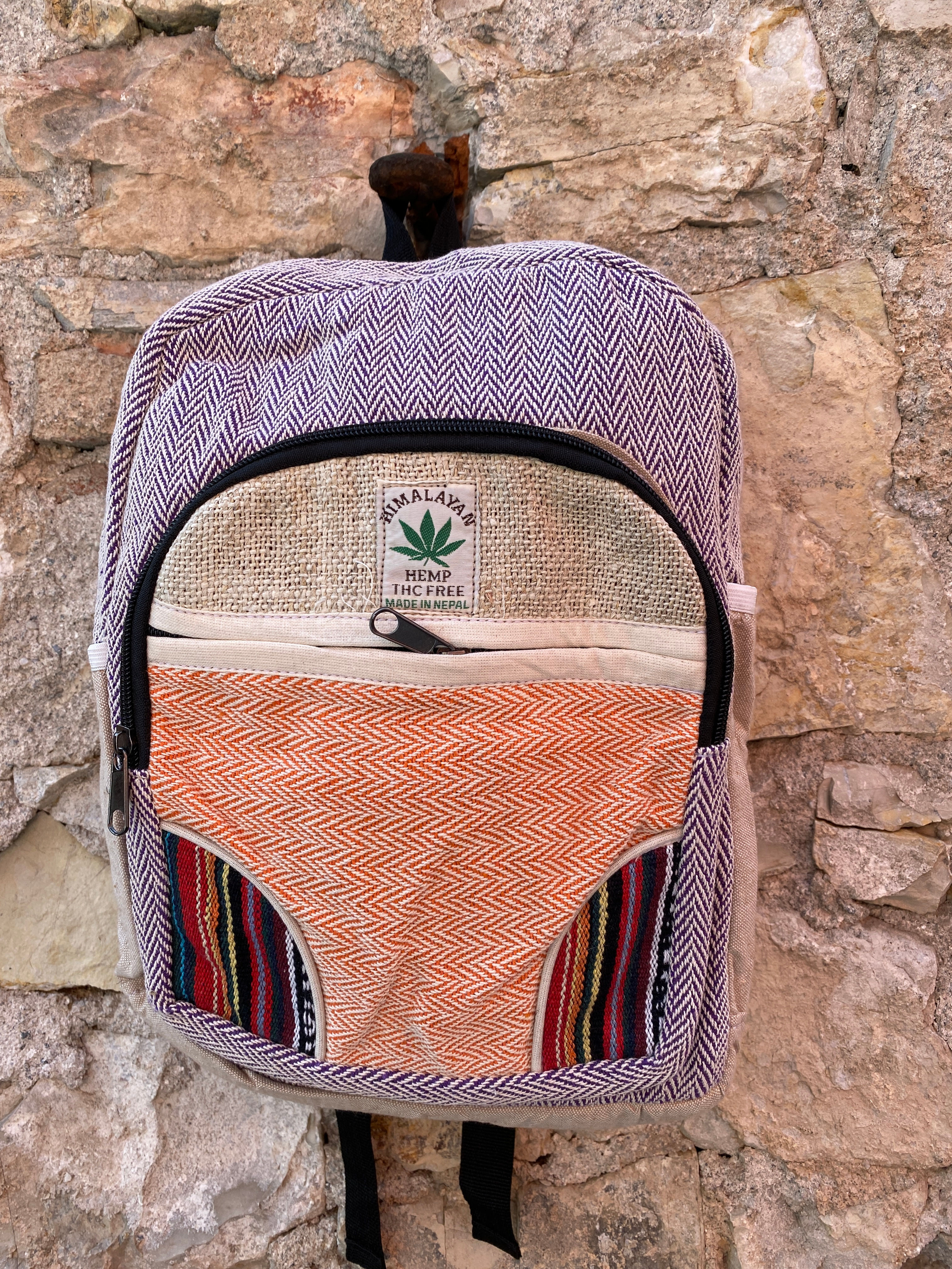 Zaino Ecologico in Canapa Naturale / Modello Medio Made in Nepal