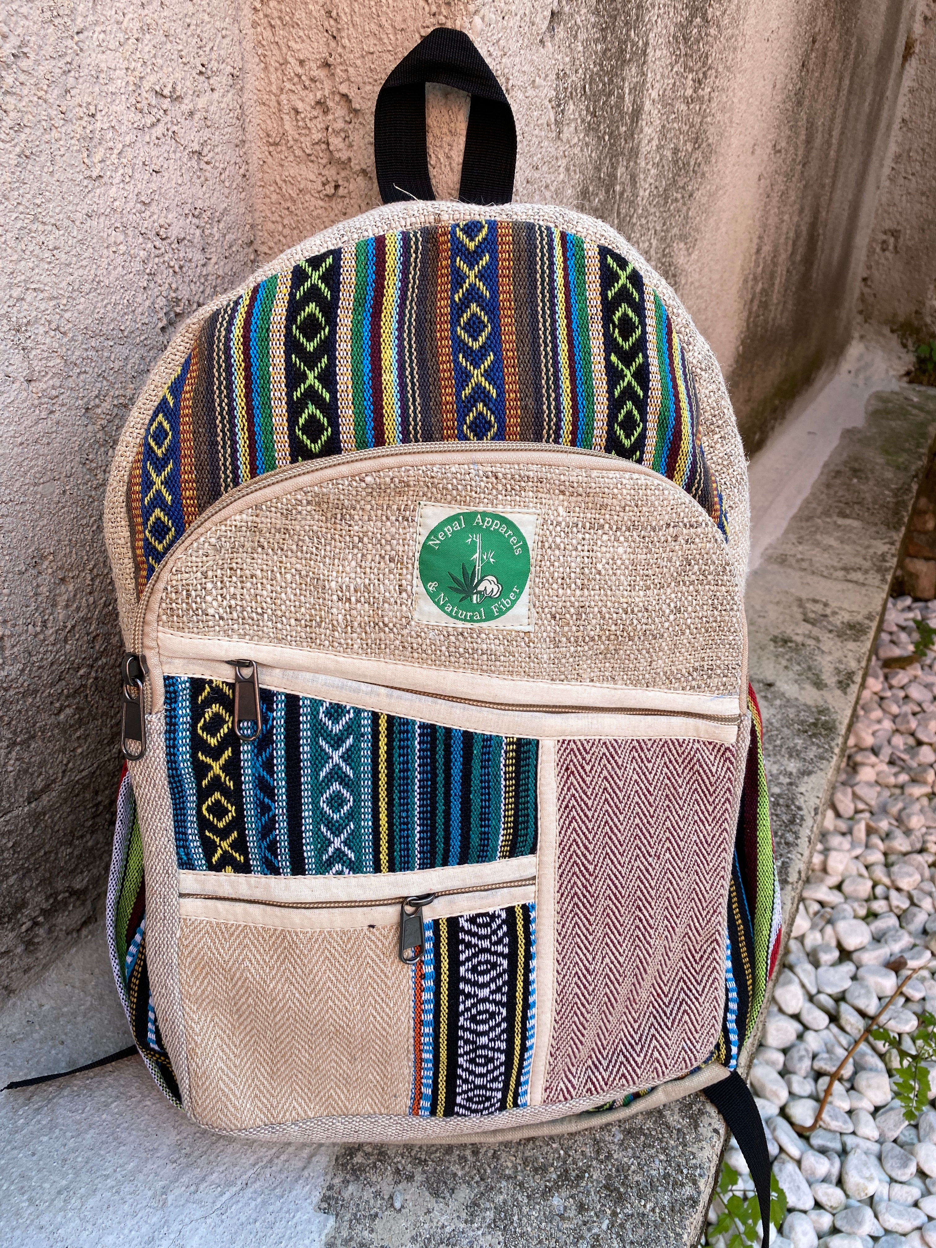 Zaino Ecologico in Canapa Naturale / Modello Grande Made in Nepal