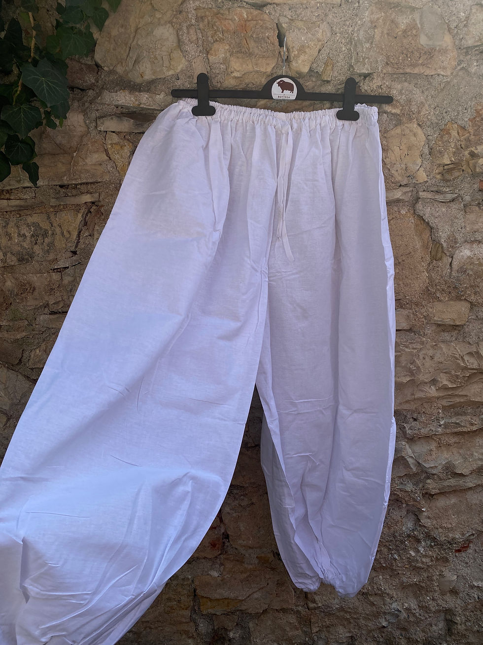 Miniatura: Pantalone leggero Maharaja / Pantalone stile indiano con elastico / Colore Bianc
