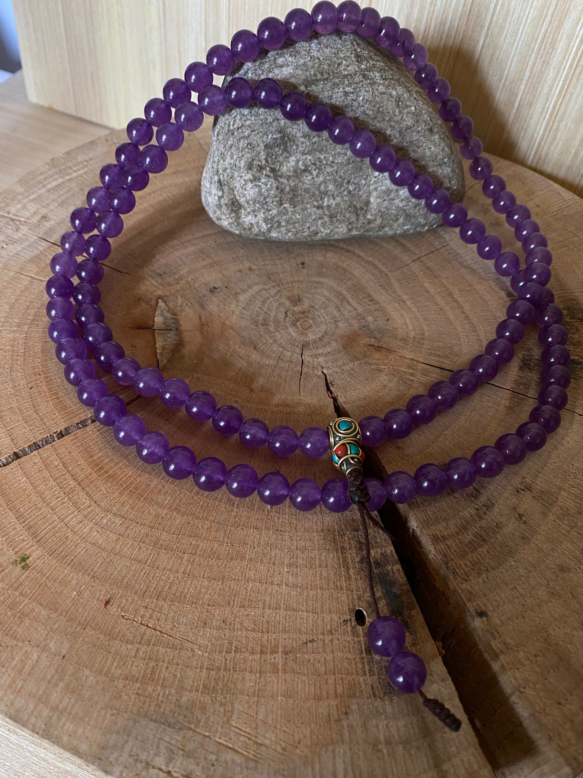 Japamala Tibetana Ametista // 8 mm / Pietra della Serenità