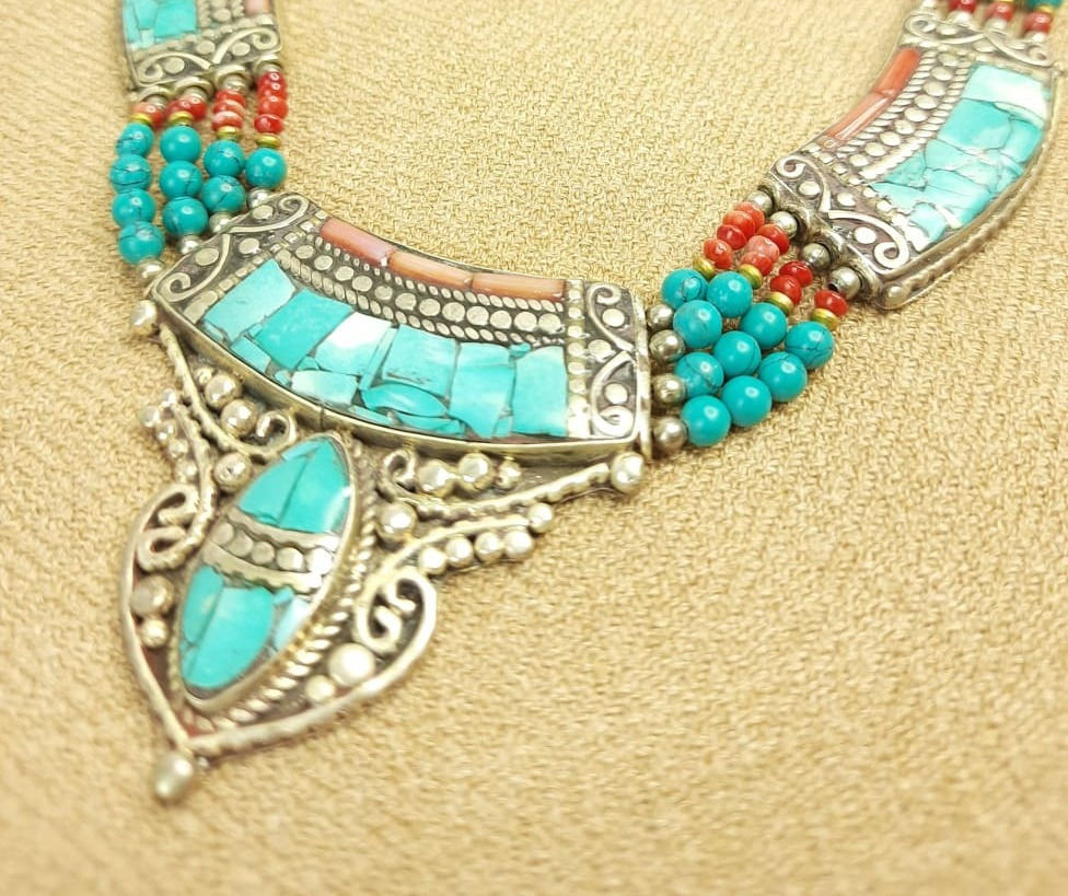 Collana Turchese Dal Nepal - Gioielli Del Commercio Equo E Solidale - Foto 12
