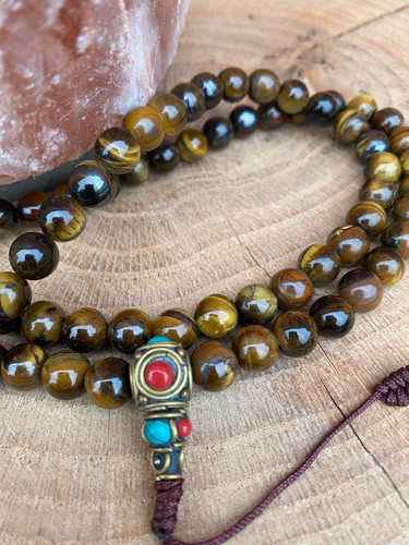Japamala Tibetano In OCCHIO DI TIGRE - 8mm - Collana Mala 108 - Foto 9