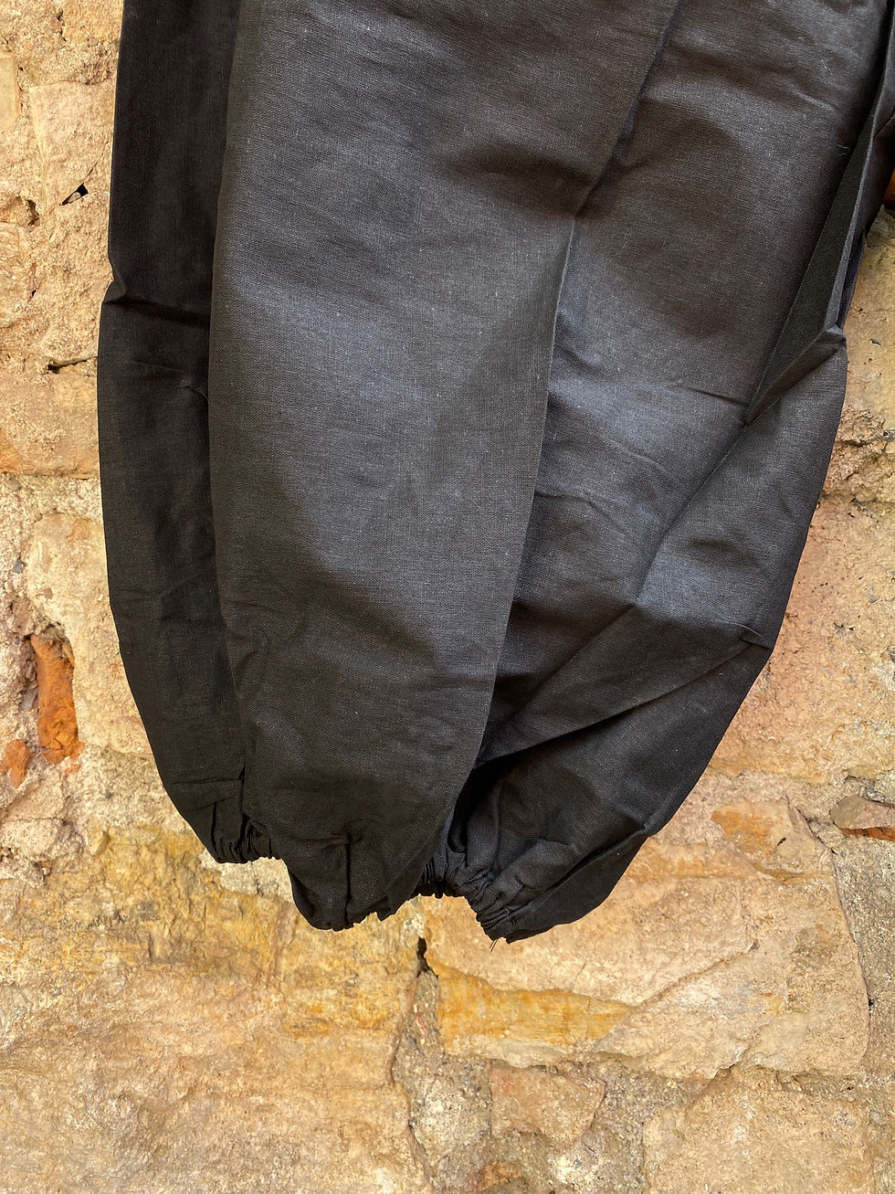 Miniatura: Pantalone leggero Maharaja / Pantalone stile indiano con elastico / Colore Nero