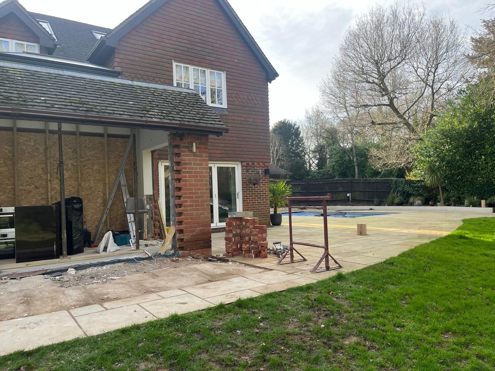 Broadleaf Grove renovation — patio elevation during renovation
