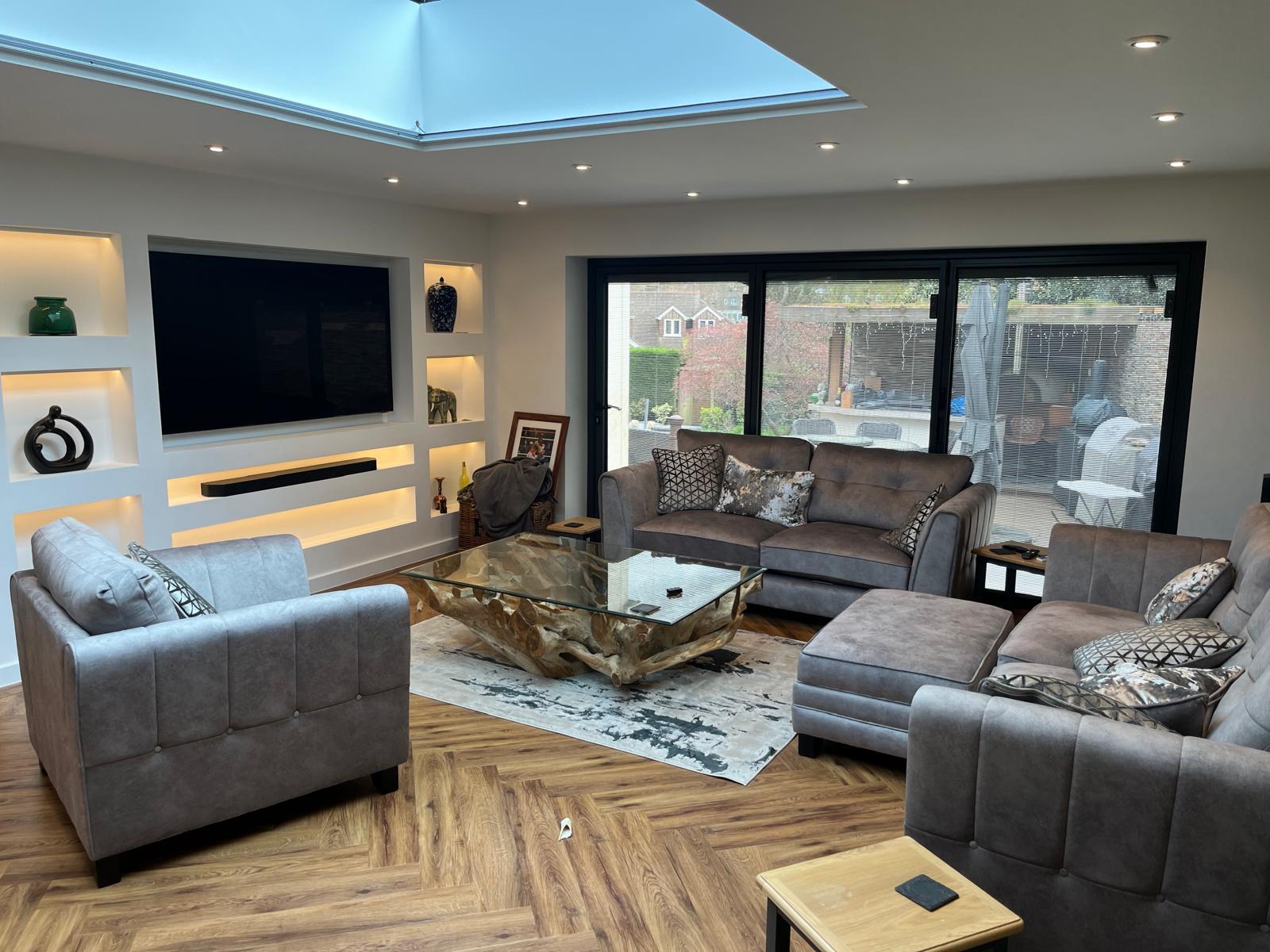 Heathbrow Road finished living room and media wall photo 1
