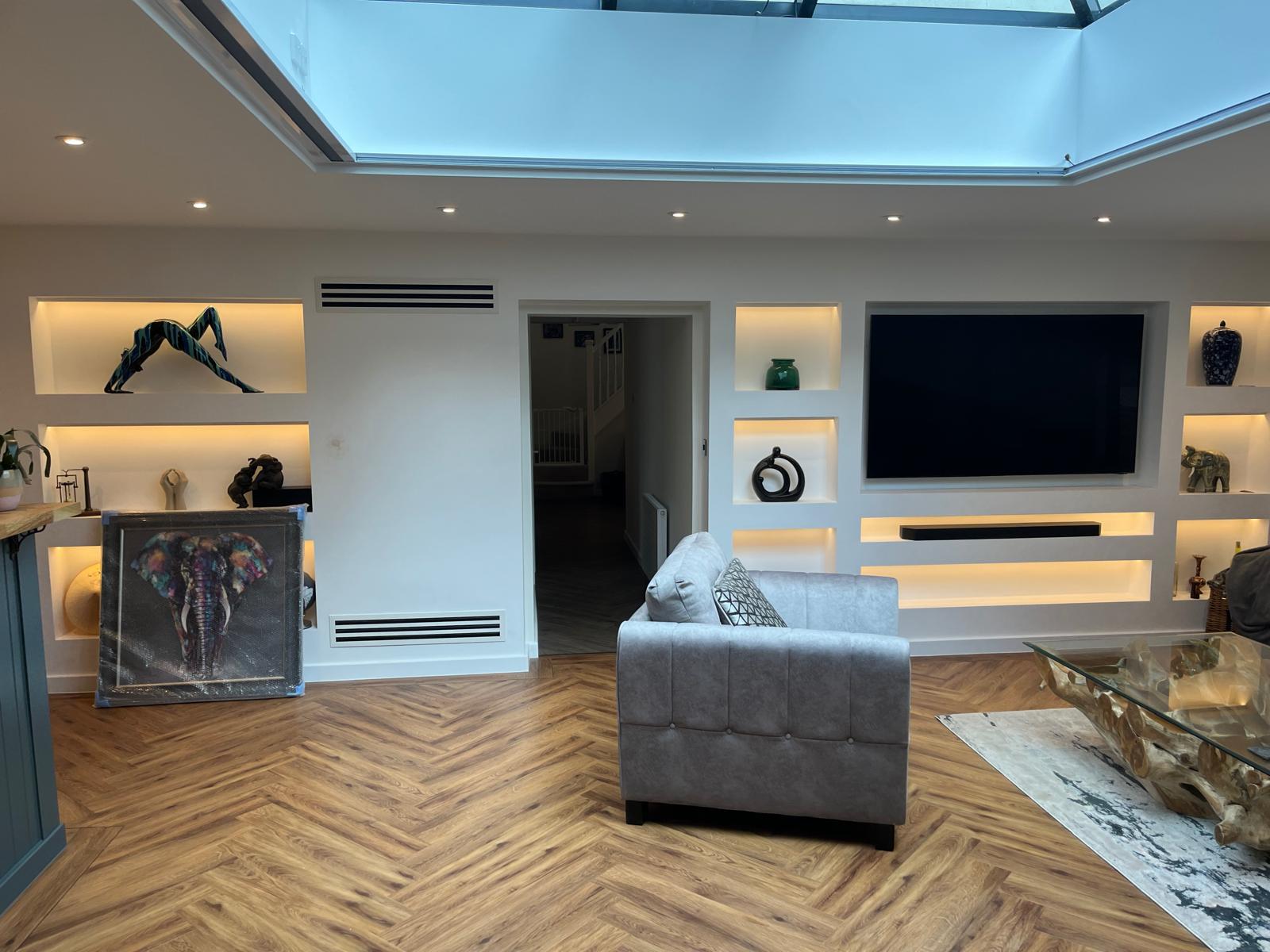 Heathbrow Road finished living room and media wall photo 2