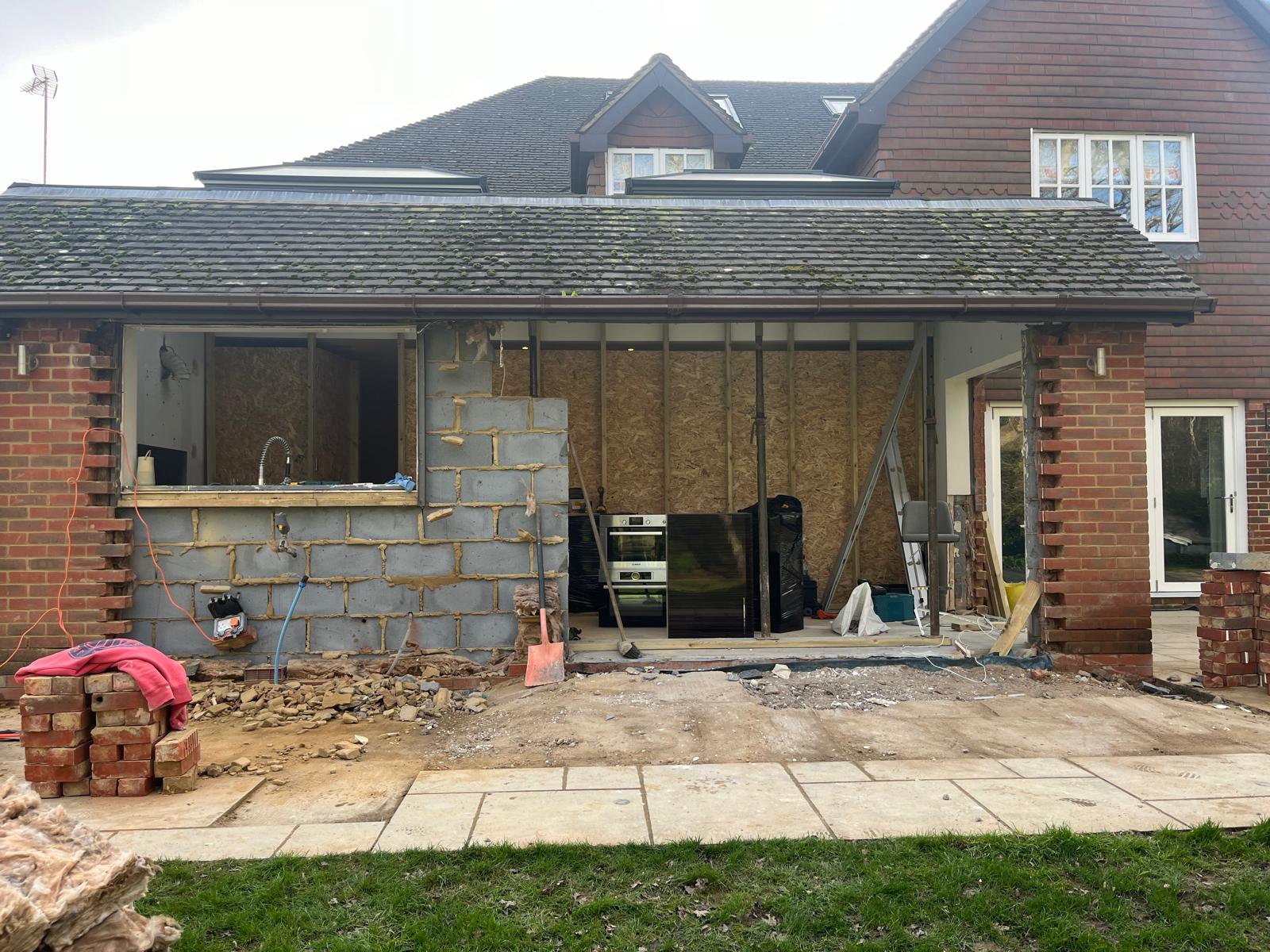 Broadleaf Grove renovation — rear wall structural work