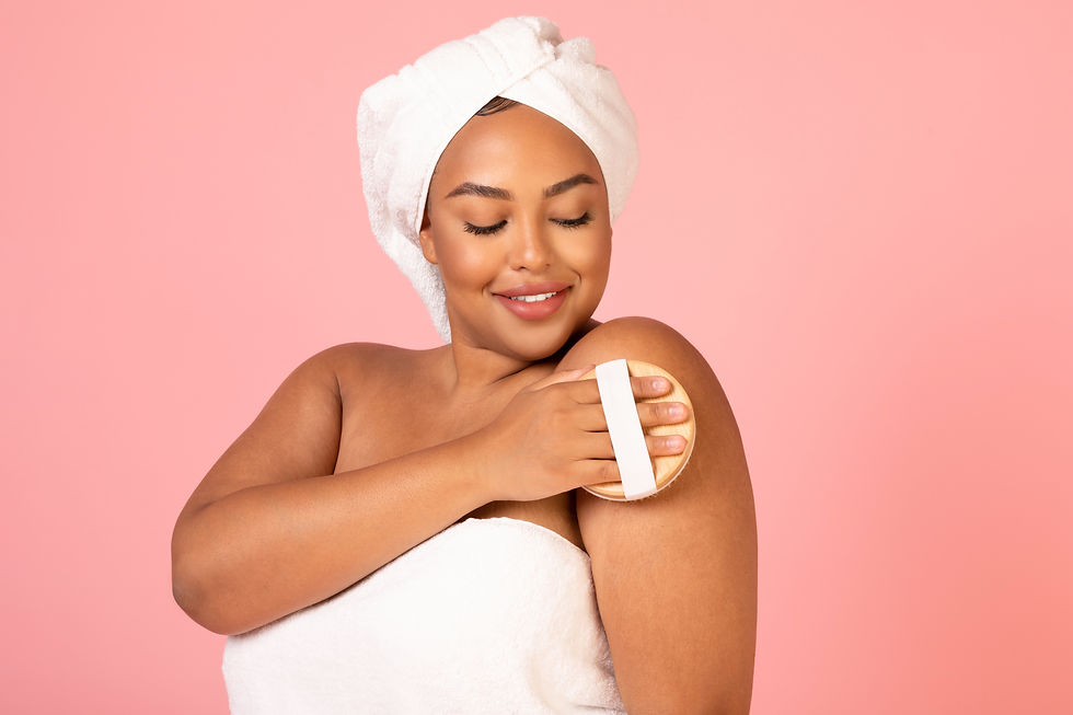 Exfoliating for her spray tan.