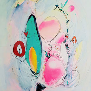 03 Apia Art - Butterflies in the Hi and hello world - Diptych - Acrylic on paper mounted o