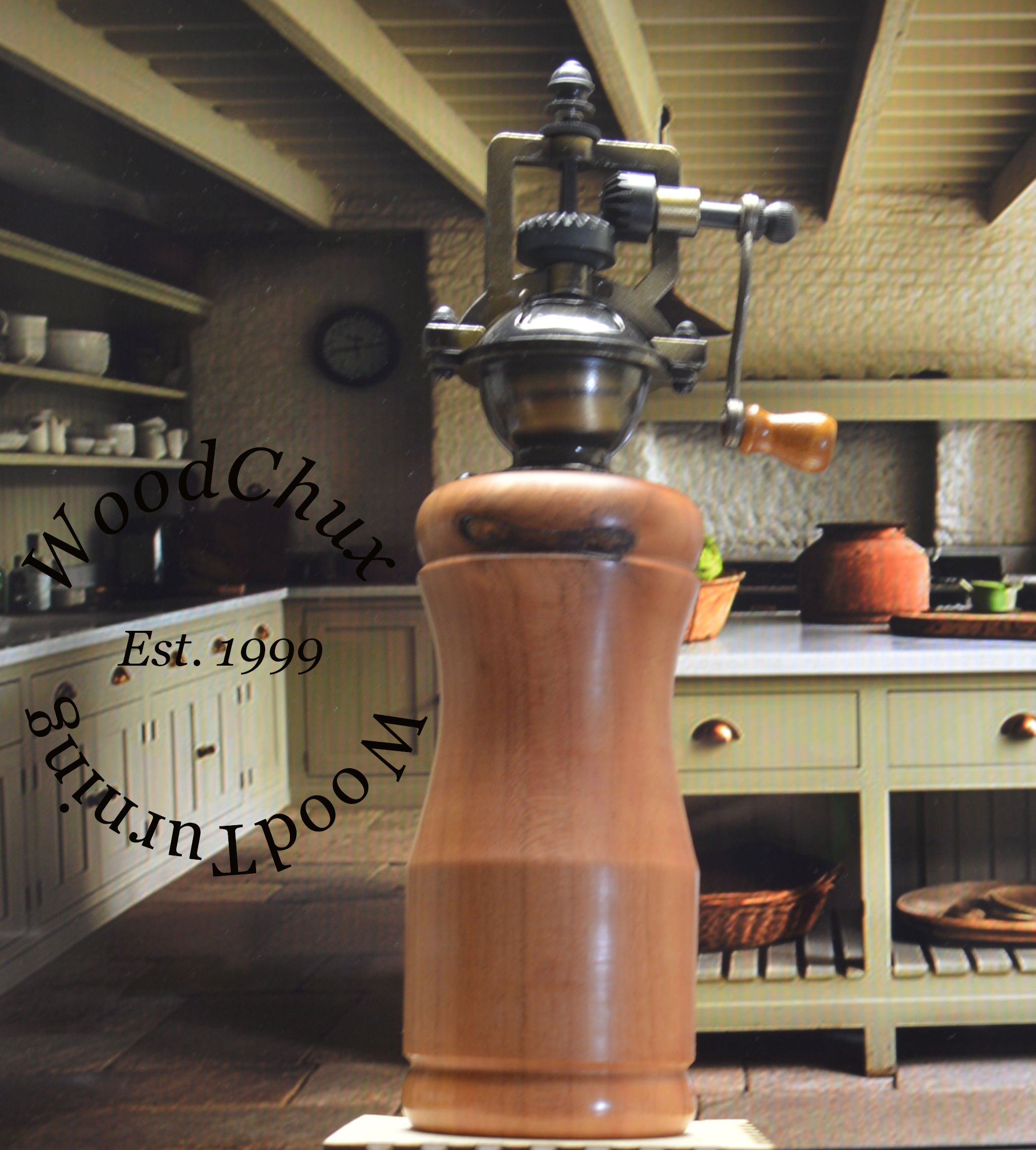 Pepper Mill Grinder Peppermill Cherry Wood Handmade 934