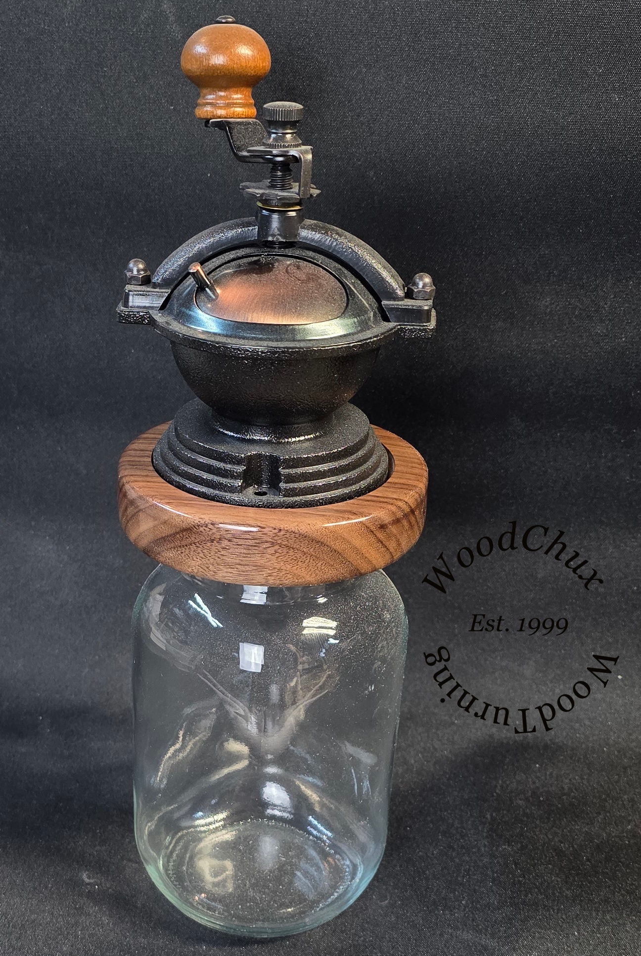Handmade Crank Black Walnut Wood Coffee Grinder Mill 387