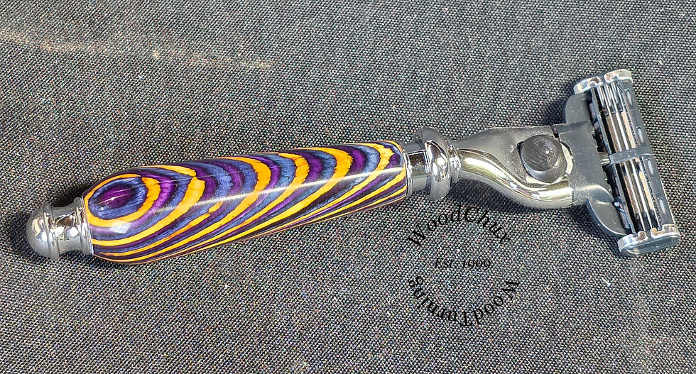 Thumbnail: Handmade Purple Spectraply Wood Shaving Safety Razor 1074