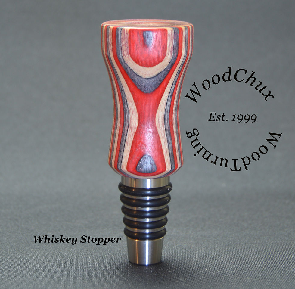 Thumbnail: Handmade Whiskey Bottle Stopper Color Wood Heavy Niles Stainless 341