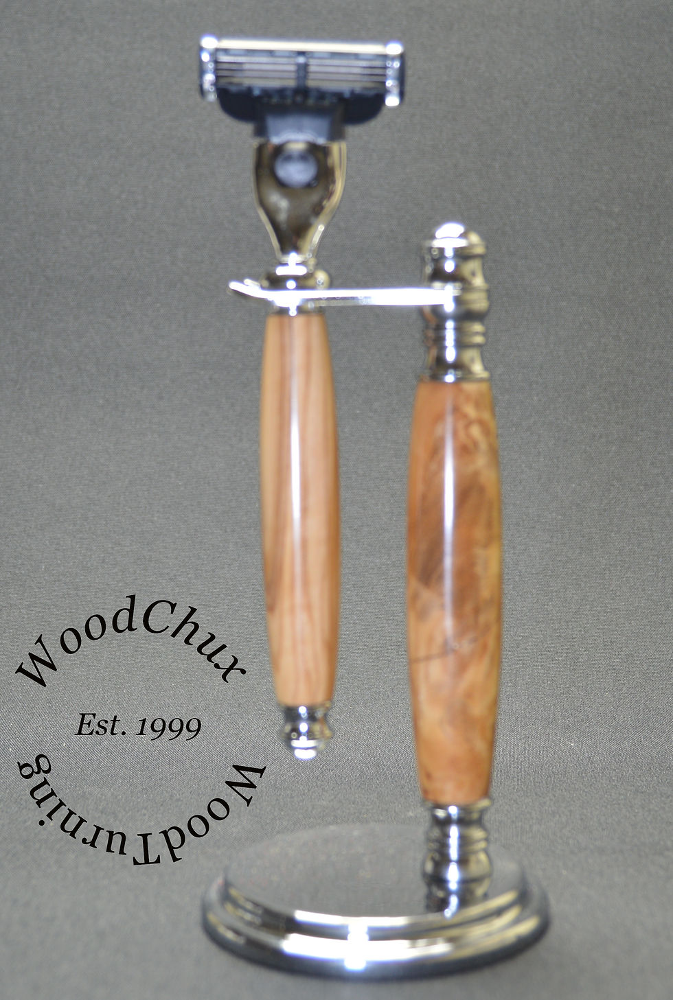 Thumbnail: Handmade Bethlehem Olive Wood Shaving Safety Razor Set 1054b