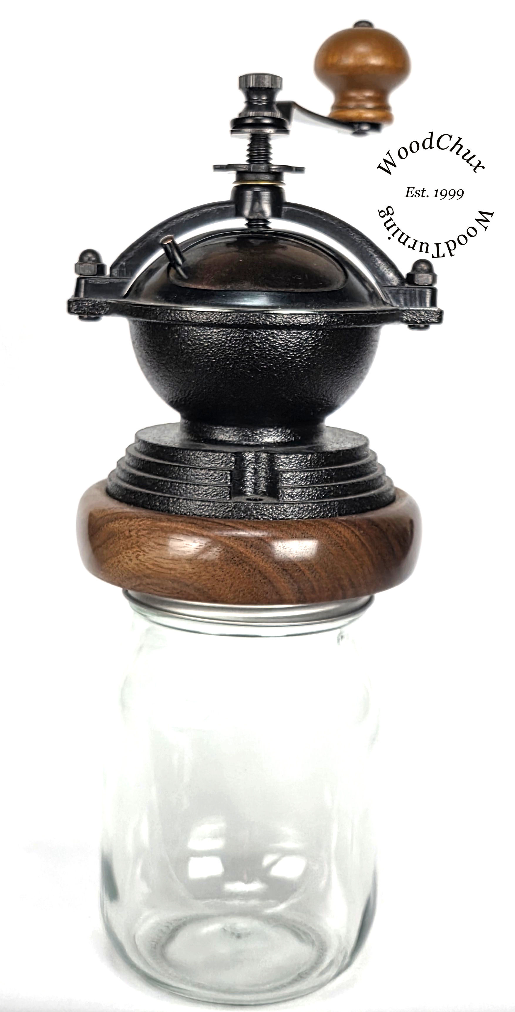 Handmade Crank Black Walnut Wood Coffee Grinder Mill 414