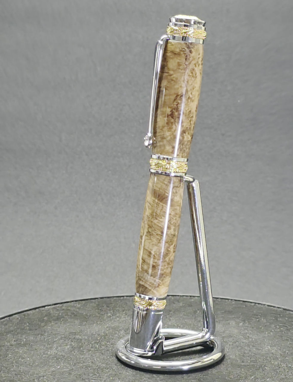 Thumbnail: HandMade Black Ash Burl Wood Writing Pen Ball Point Fountain 1593