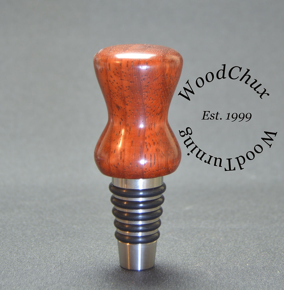 Thumbnail: Handmade Whiskey Bottle Stopper Padauk Wood Heavy Niles Stainless 344