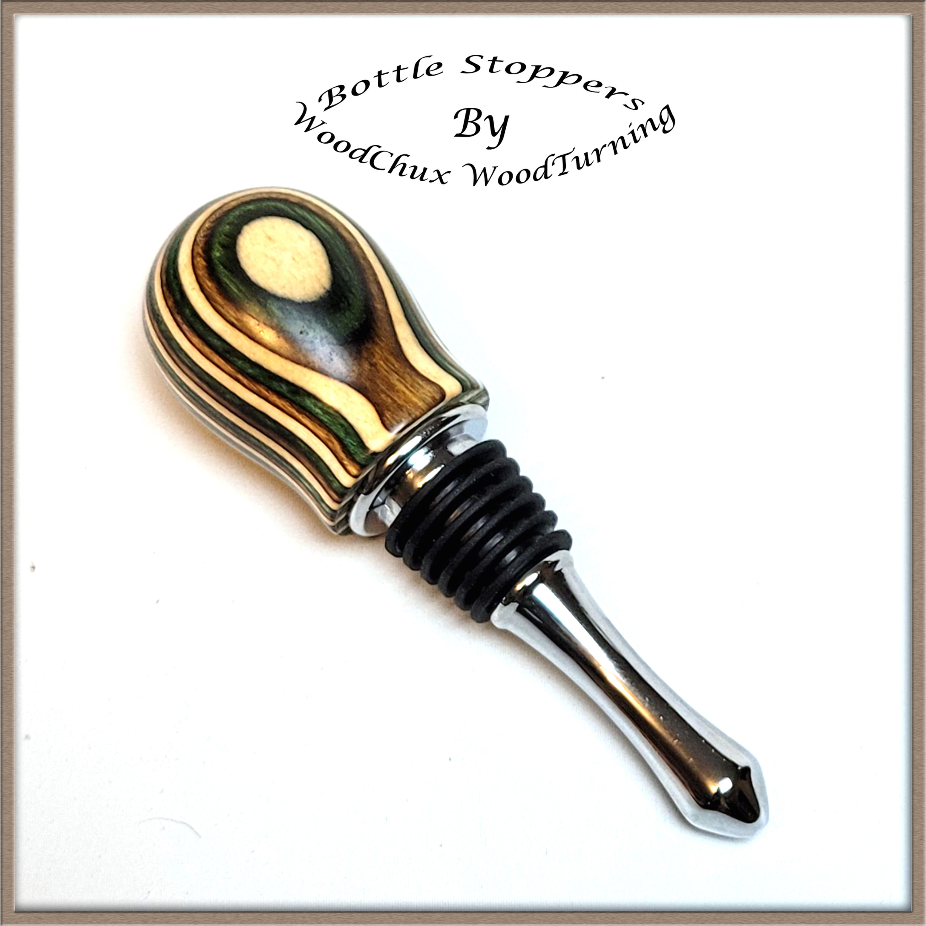 Handmade Wine Bottle Stopper Color Wood Heavy Stainless 329