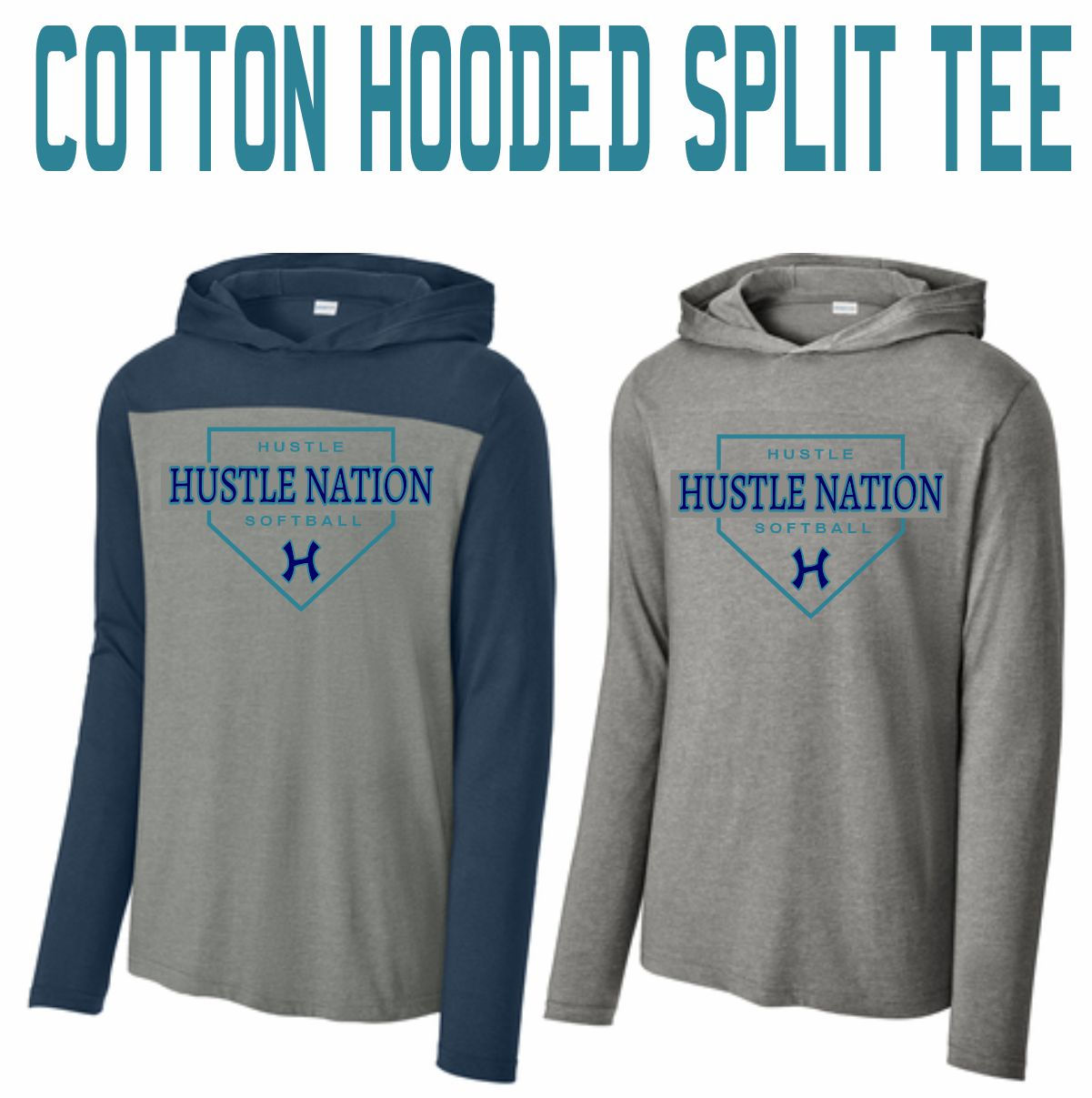 Hustle- Cotton Split Hooded Tee
