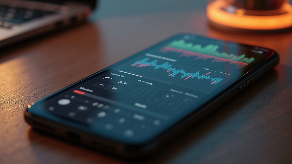 Close-up view of a mobile device screen showing Audiosdroid music production interface