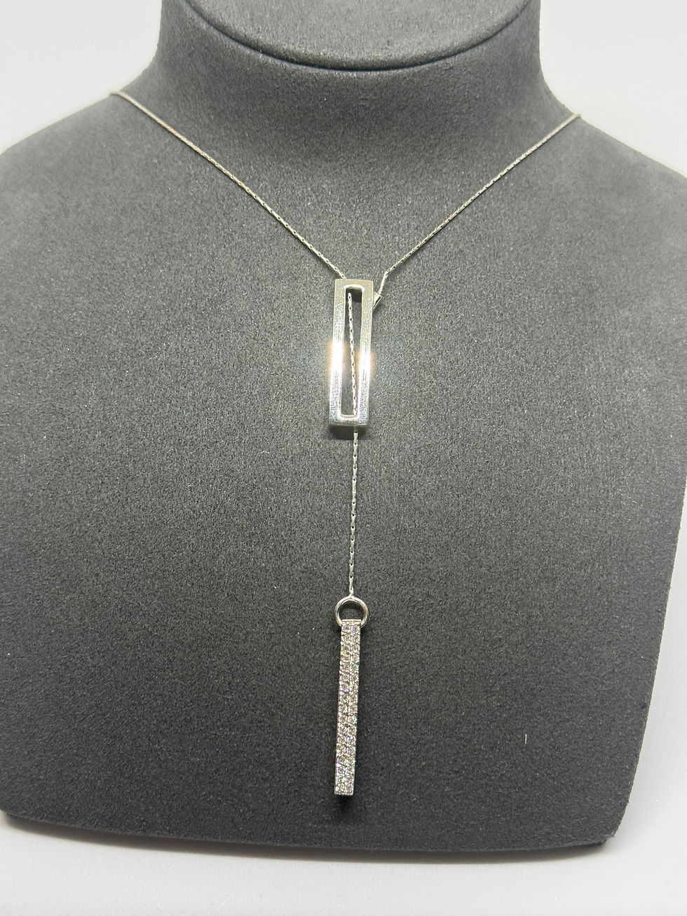 Colier Aur Alb 18K Reglabil cu Zirconiu