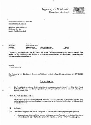 Zulassung Asbest schwachgebunden