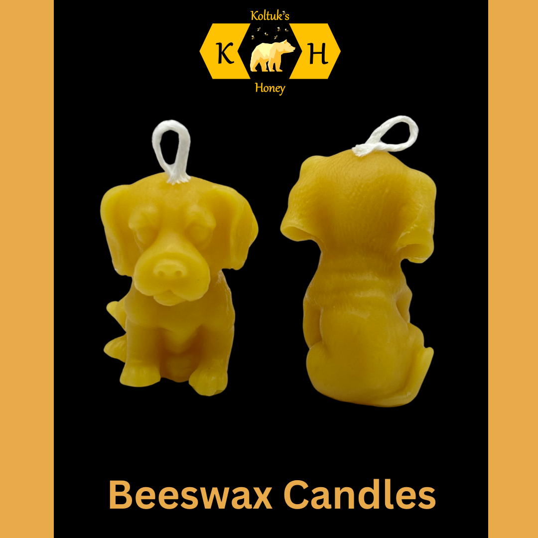 Adorable beeswax puppy candles, Koltukshoney