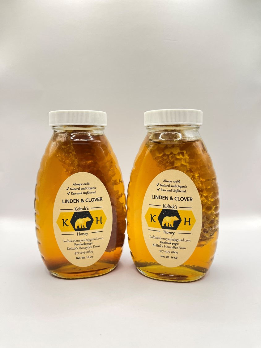 Thumbnail: Two Linden & Clover honey jars, Koltuk's Honey