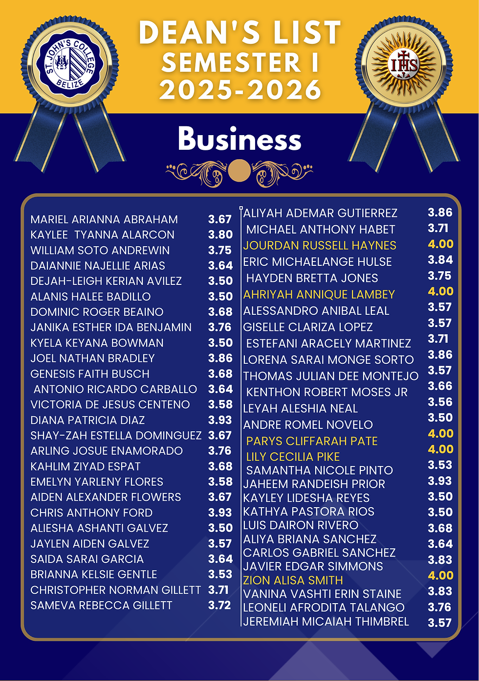 Business Dean's List