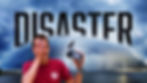 Man in red shirt facepalms while holding a drone under stormy sky with lightning and large DISASTER text.