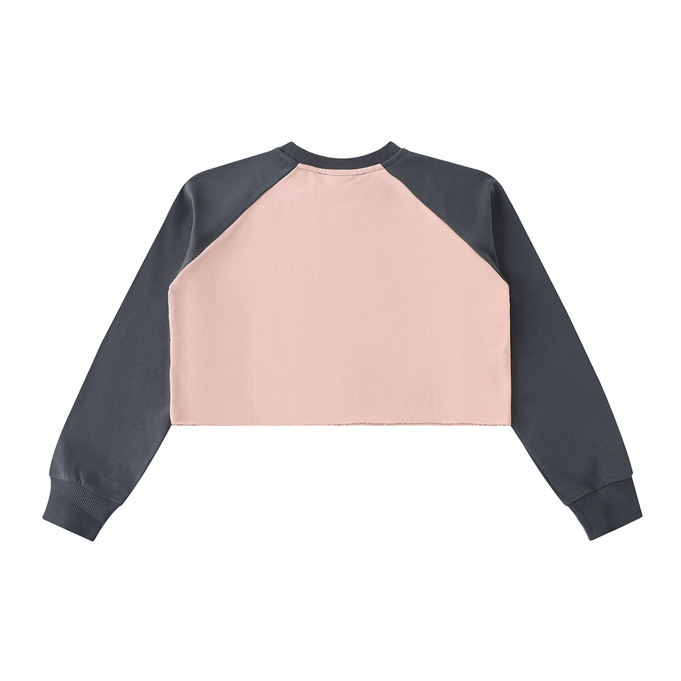 Thumbnail: Raw-Hem Color-Block Raglan Crop Sweatshirt
