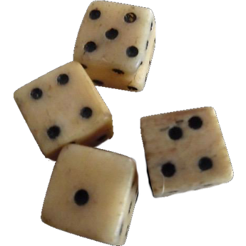 Five dice used in bone casting