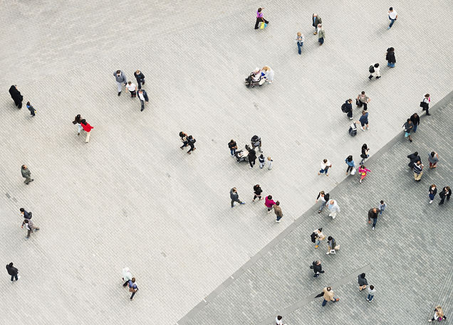 Crowded Urban Plaza