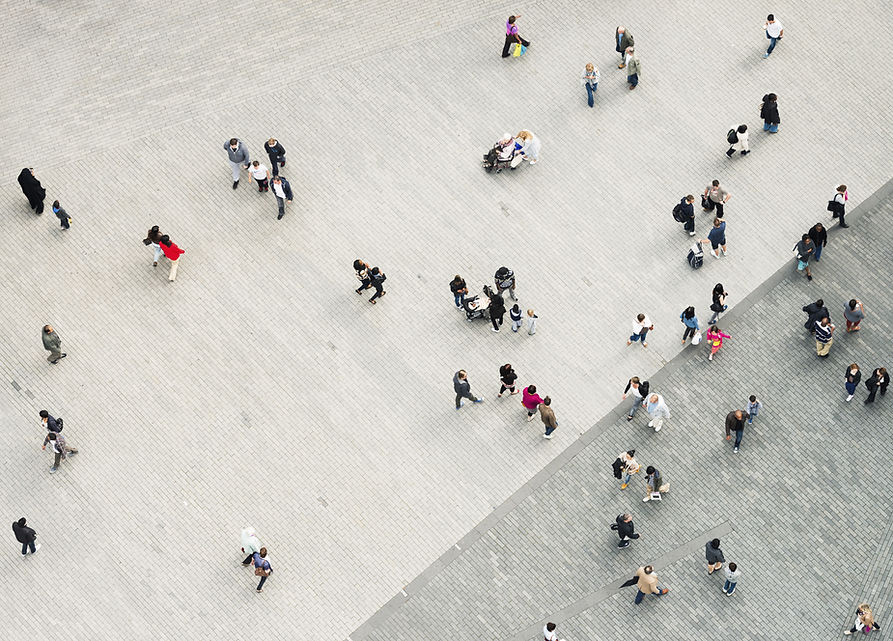 Place urbaine bondée