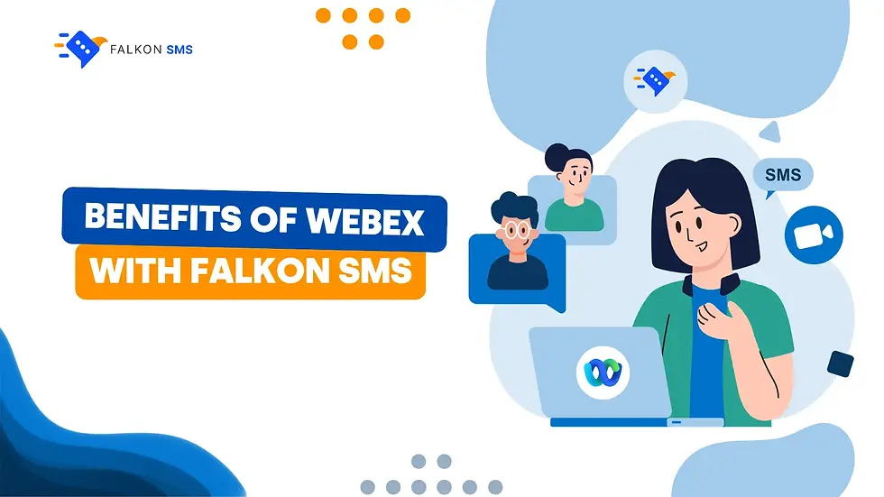 A business sends a text message to their clients using Falkon SMS's Webex integration