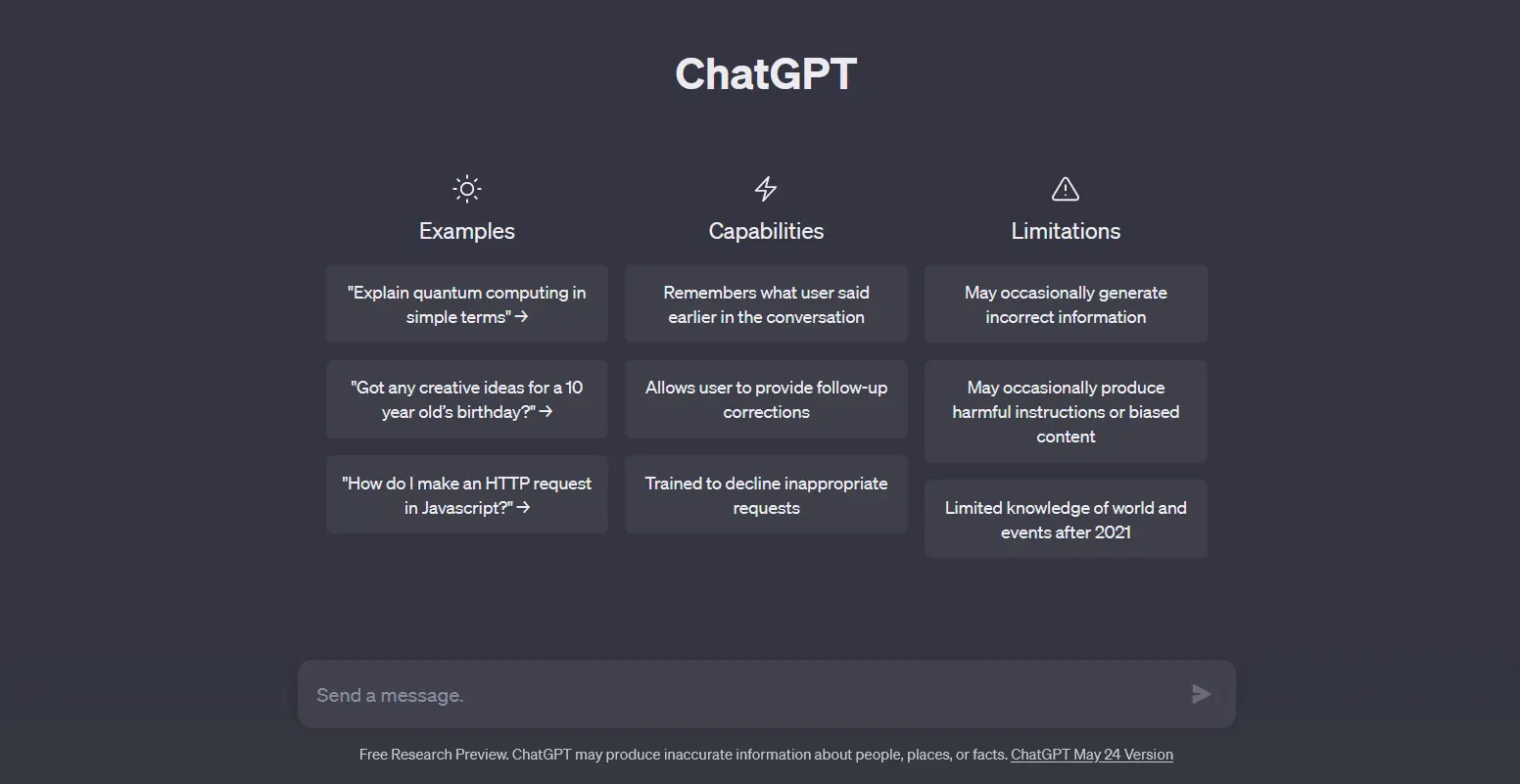 ChatGPT window where we need to insert prompts to create SMS templates