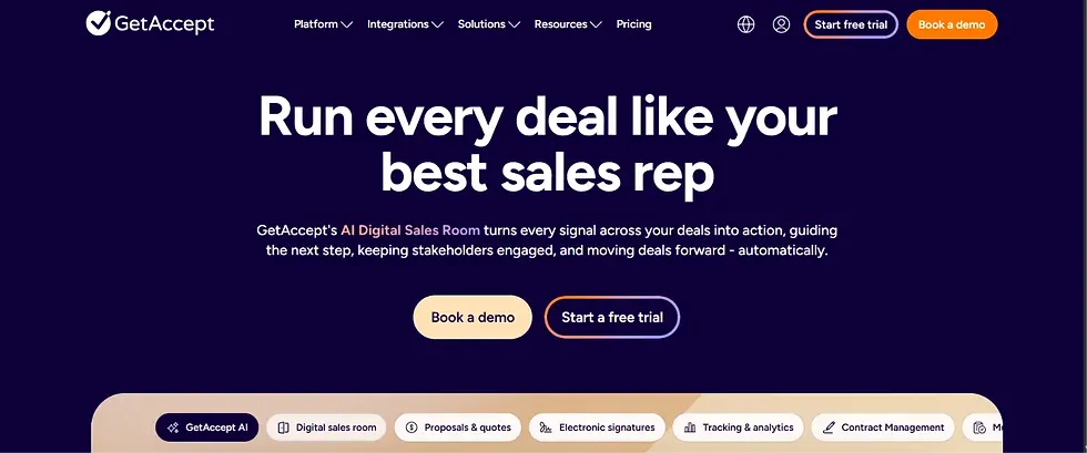 Home page of GetAccept
