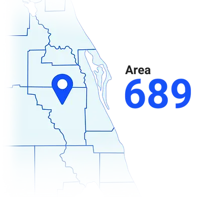 Map highlighting the local area code