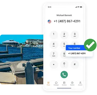 Mobile phone screen showing the local area code number ready for SMS activation