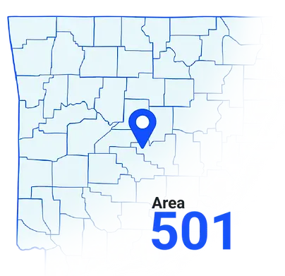 Map highlighting the local area code