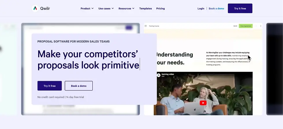 Home page of Qwilr
